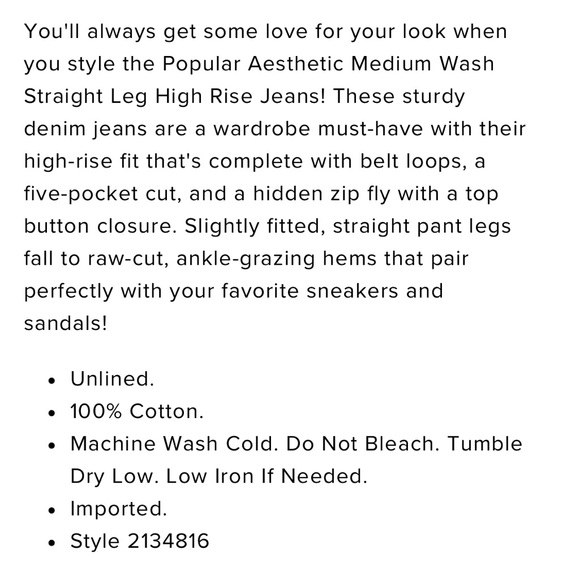 Popular Aesthetic Medium Wash Straight Leg High Rise Jeans - Picture 4 of 4